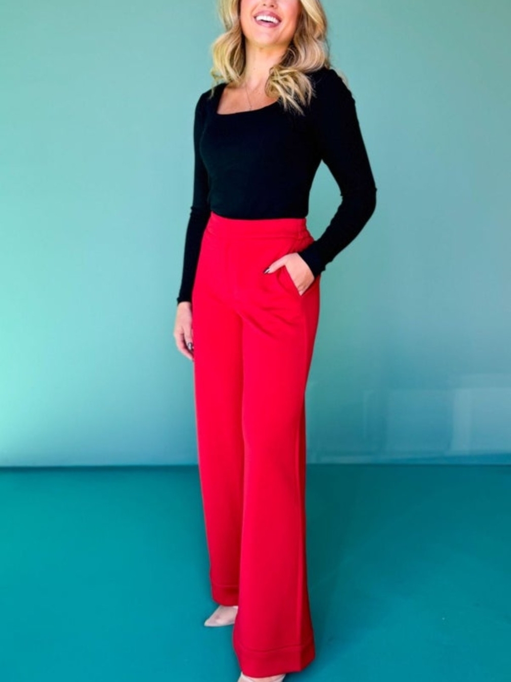 NWT SSYS The Lexi Air Trousers In Red - Picture 2 of 3